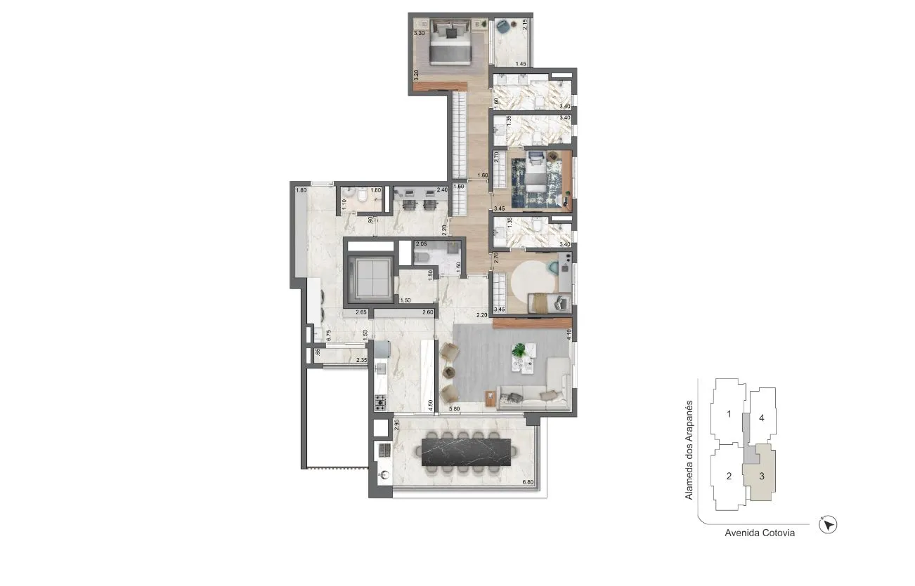 Lis Moema - Planta Planta 170 m²
