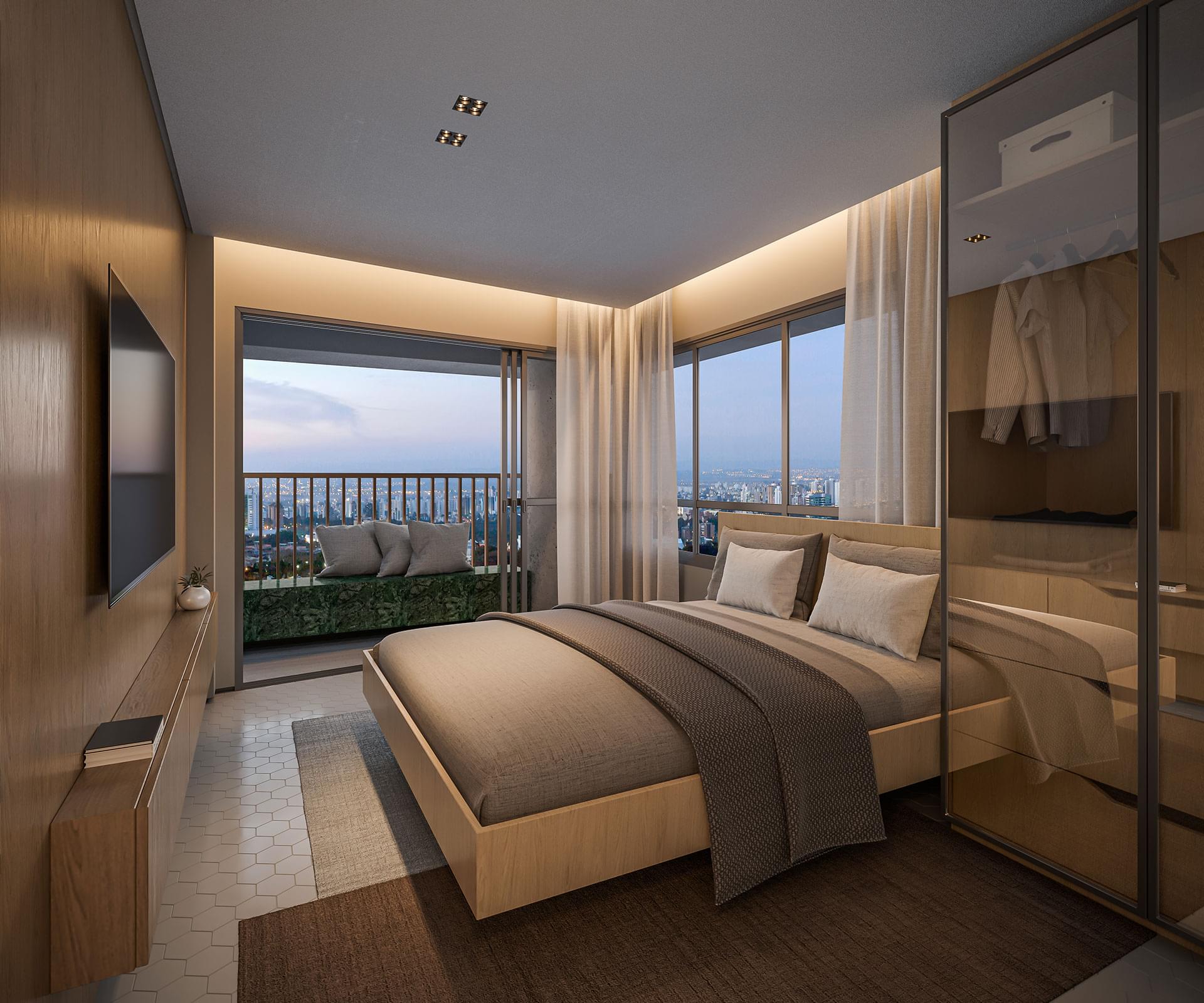 Opção 1 - Suíte do Apartamento de 88m² com 1 Suíte - PRADO Paulista