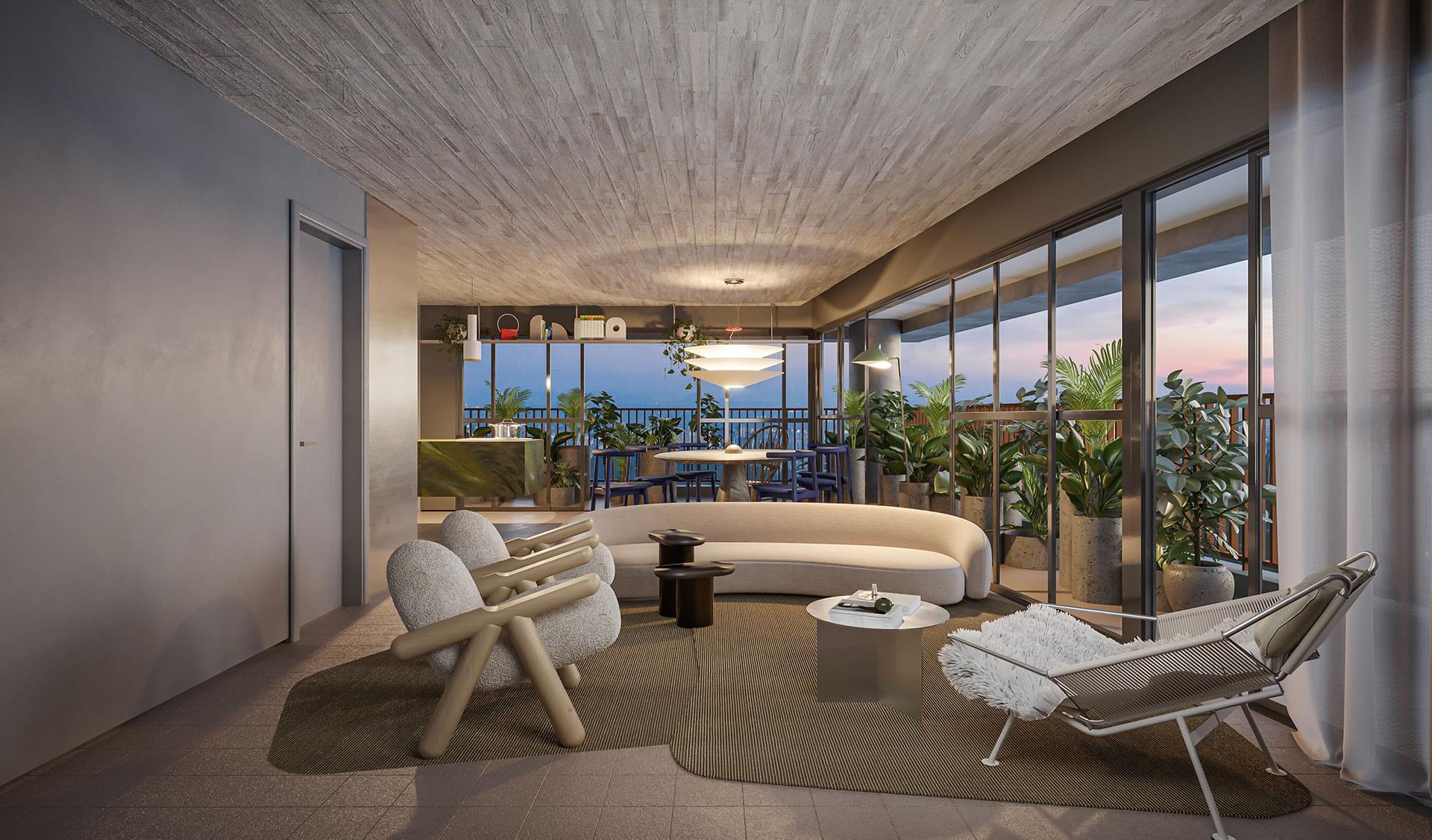 Opção 3 - Living do Apartamento de 122m² com 1 Suíte - PRADO Paulista