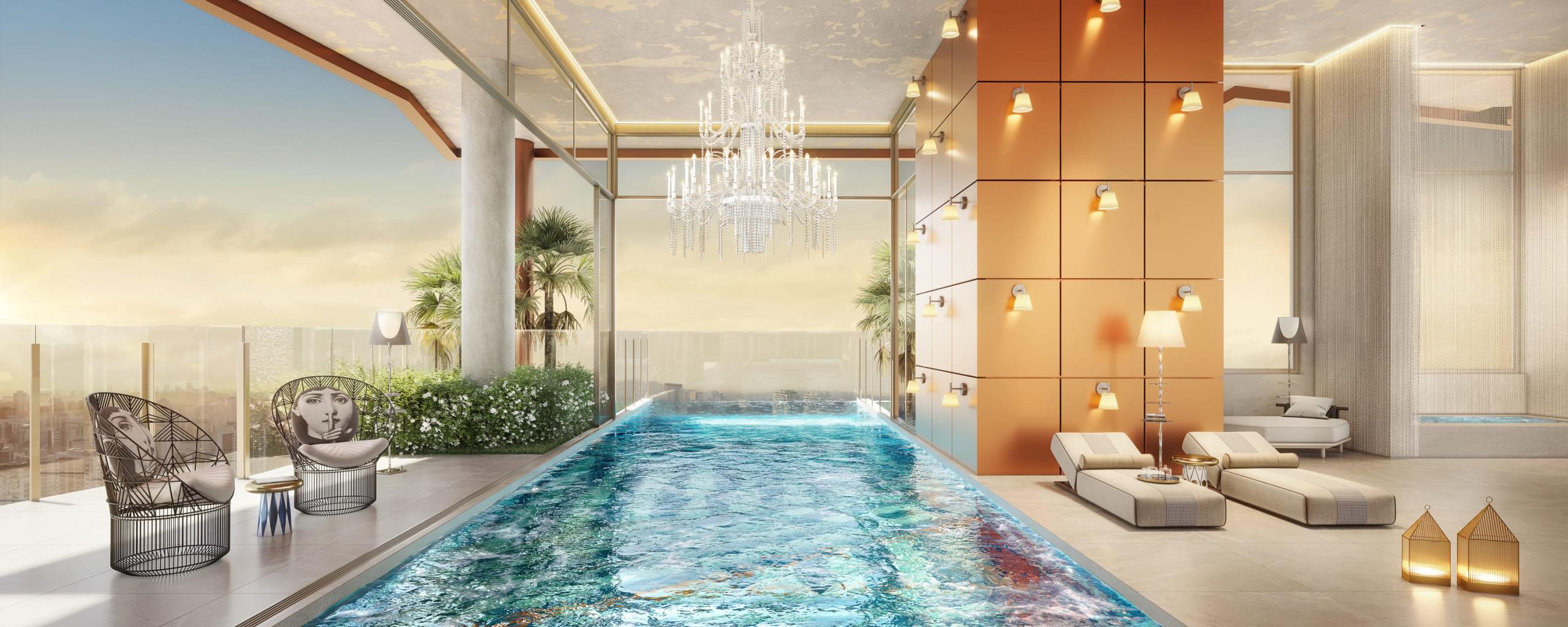 Perspectiva Ilustrada da Indoor Swimming Pool (acesso exclusivo às unidades do subcondomínio Residences) (2) - ON THE SKY CYRELA BY YOO