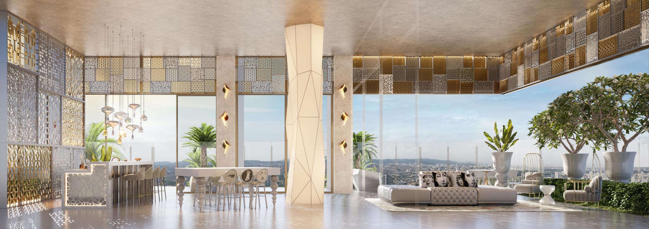 Perspectiva Ilustrada do Lounge Bar - ON THE SKY CYRELA BY YOO
