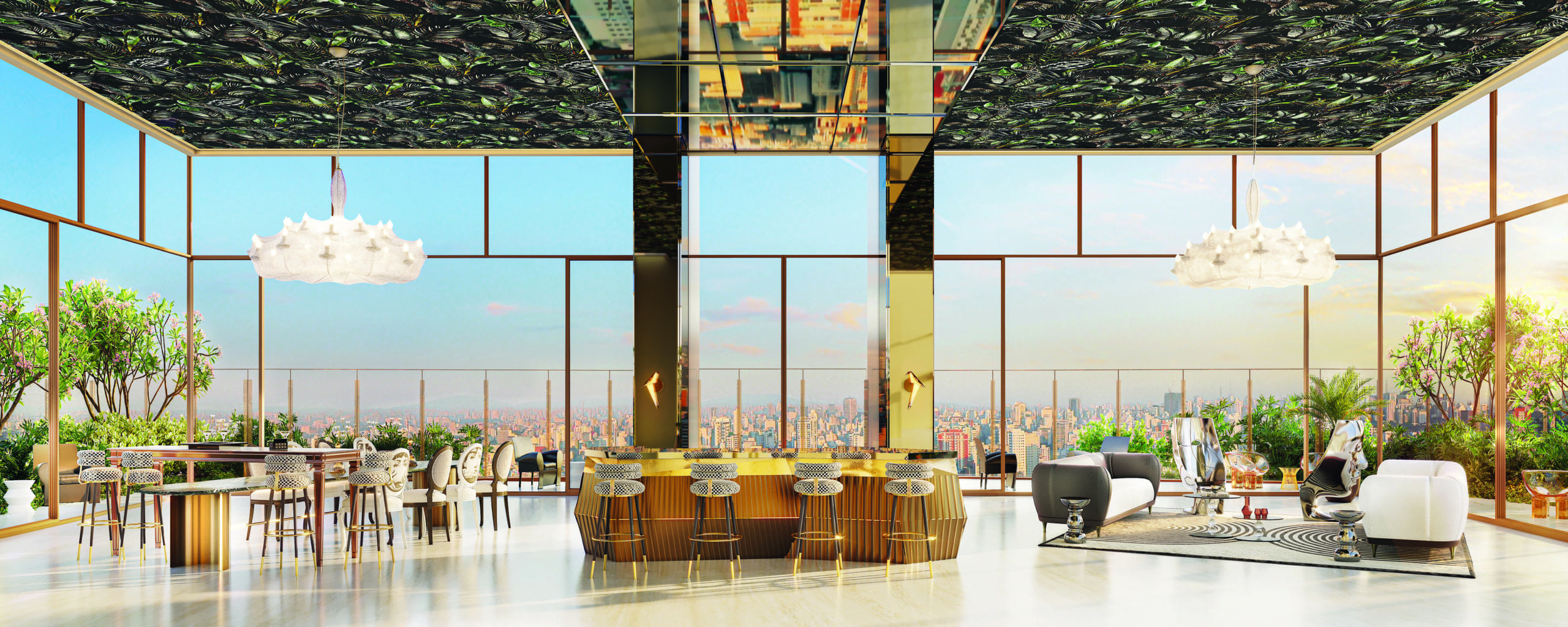 Perspectiva Ilustrada do Party Lounge (acesso exclusivo às unidades do subcondomínio Residences) - ON THE SKY CYRELA BY YOO