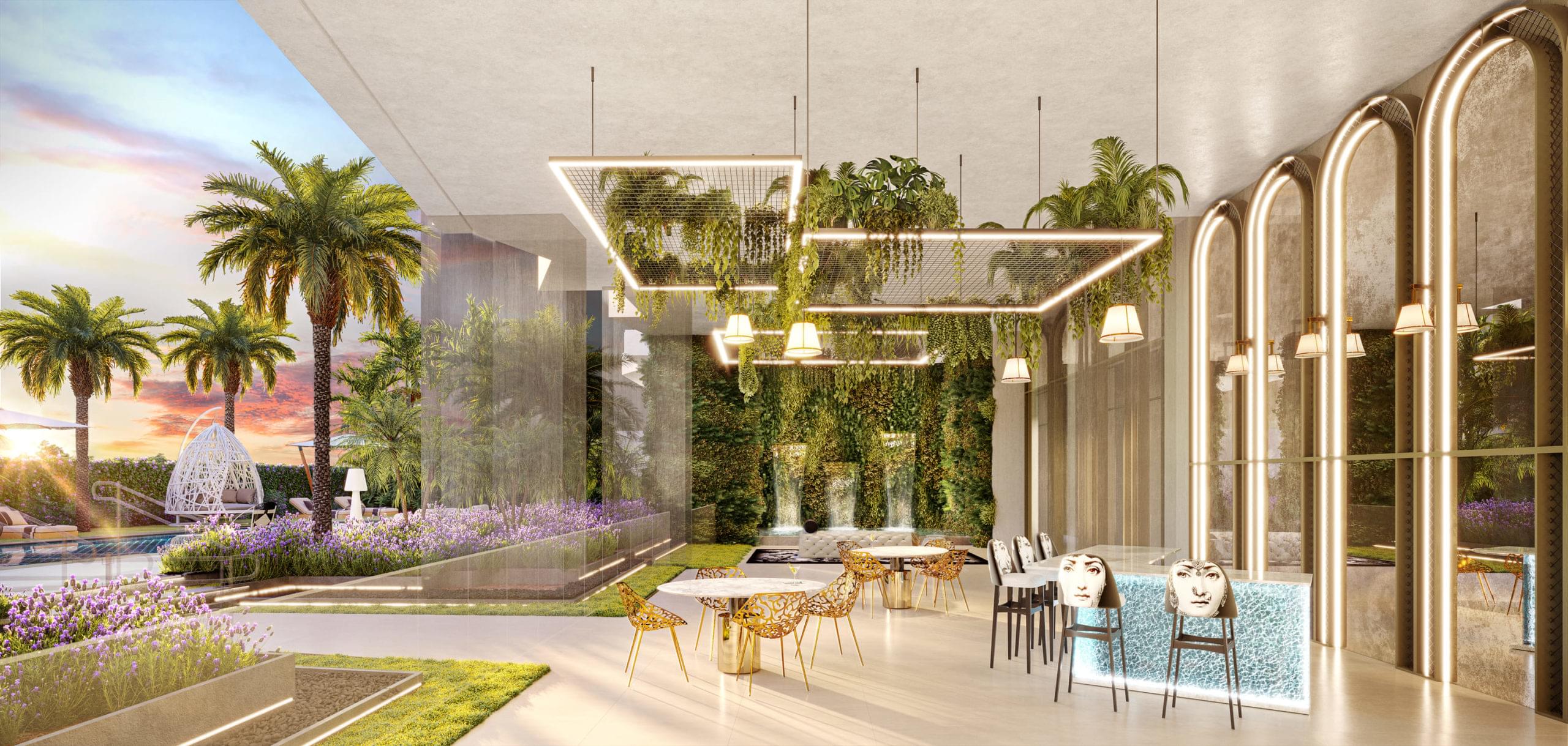 Perspectiva Ilustrada do Terrace Lounge Bar - ON THE SKY CYRELA BY YOO
