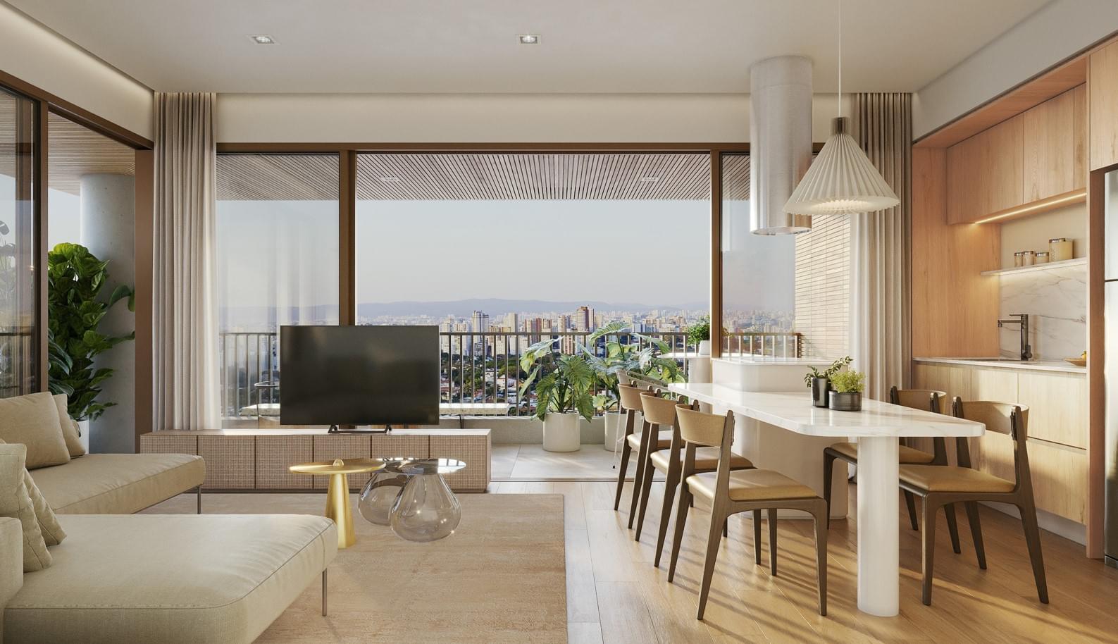 Living do Apartamento de 81m² - IRÍS Estação Madalena