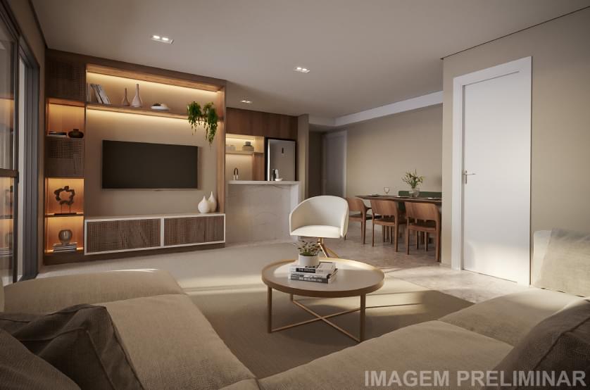 Living do Apartamento de 91m² - VISTA Tatuapé Boulevard