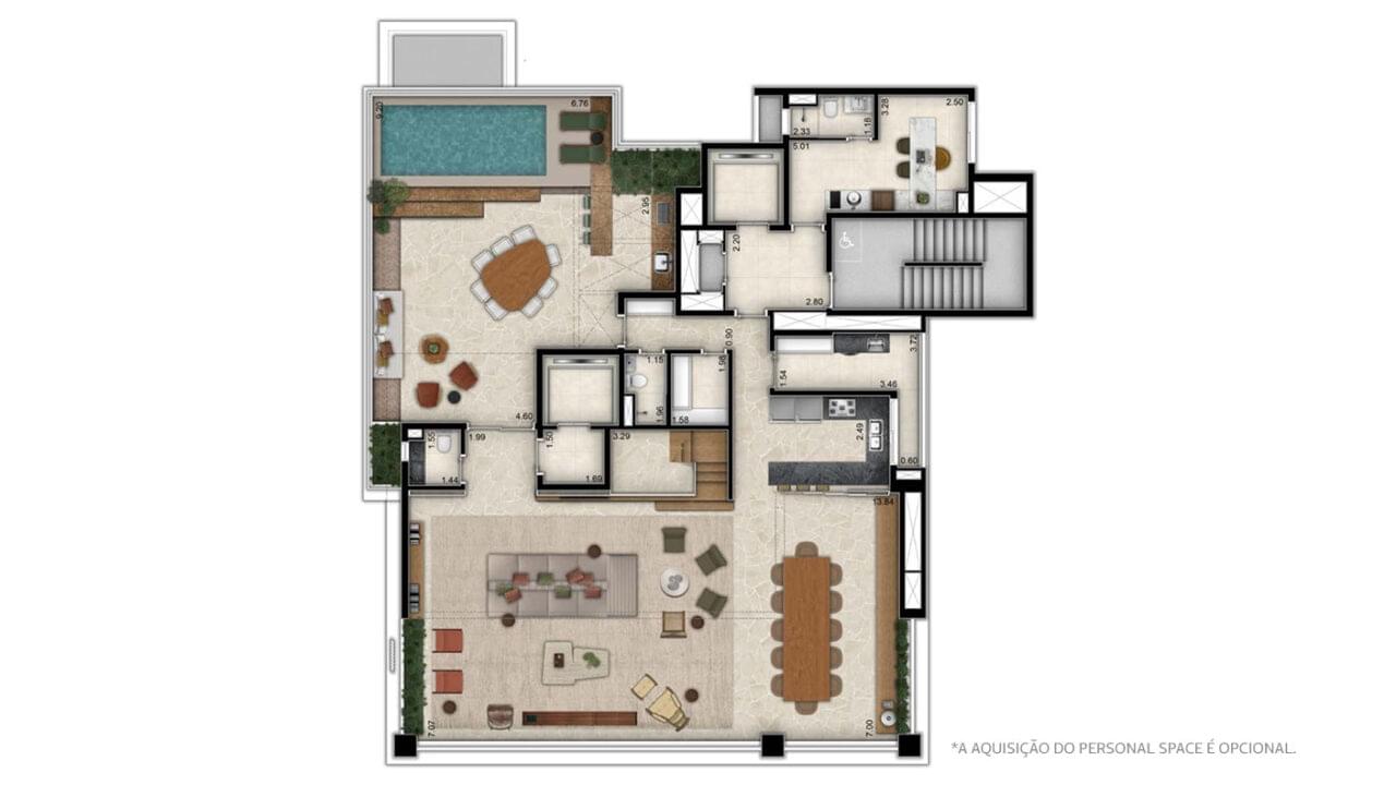 Amyrá Moema - Planta  Cobertura Duplex (Superior) | 391m²