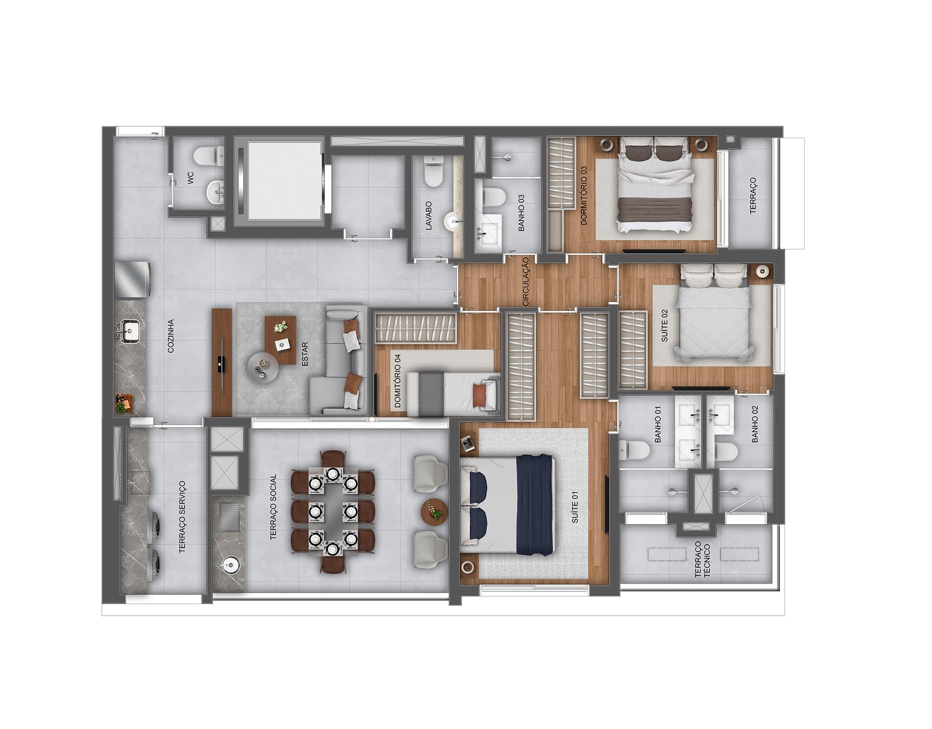 Essência Brasileira by Haus Mitre - Planta Planta de 130 m²