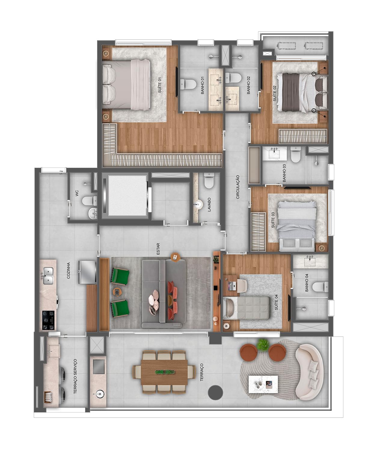 Essência Brasileira by Haus Mitre - Planta Planta de 164 m²