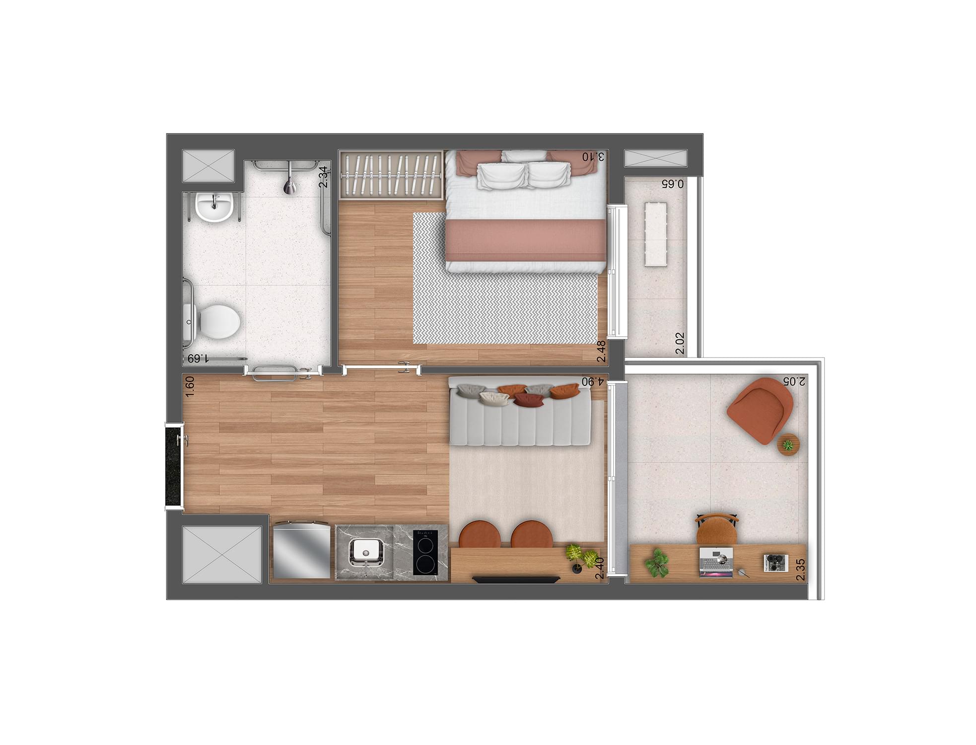 Essência Brasileira by Haus Mitre - Planta Planta de 35 m²