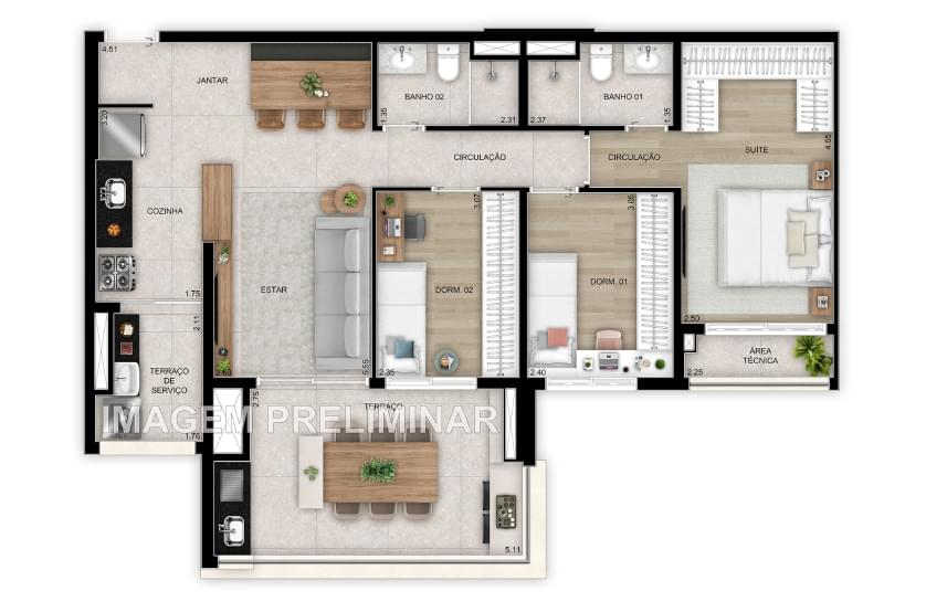 VISTA Tatuapé Boulevard - Planta Planta Opção 2