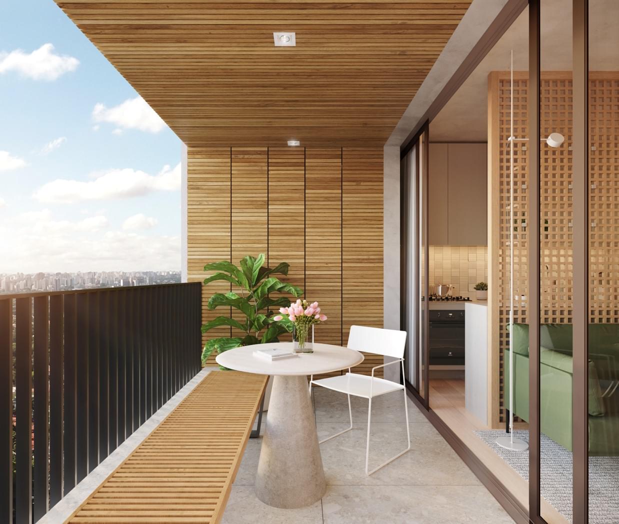 Terraço do Apartamento de 72m² - IRÍS Estação Madalena