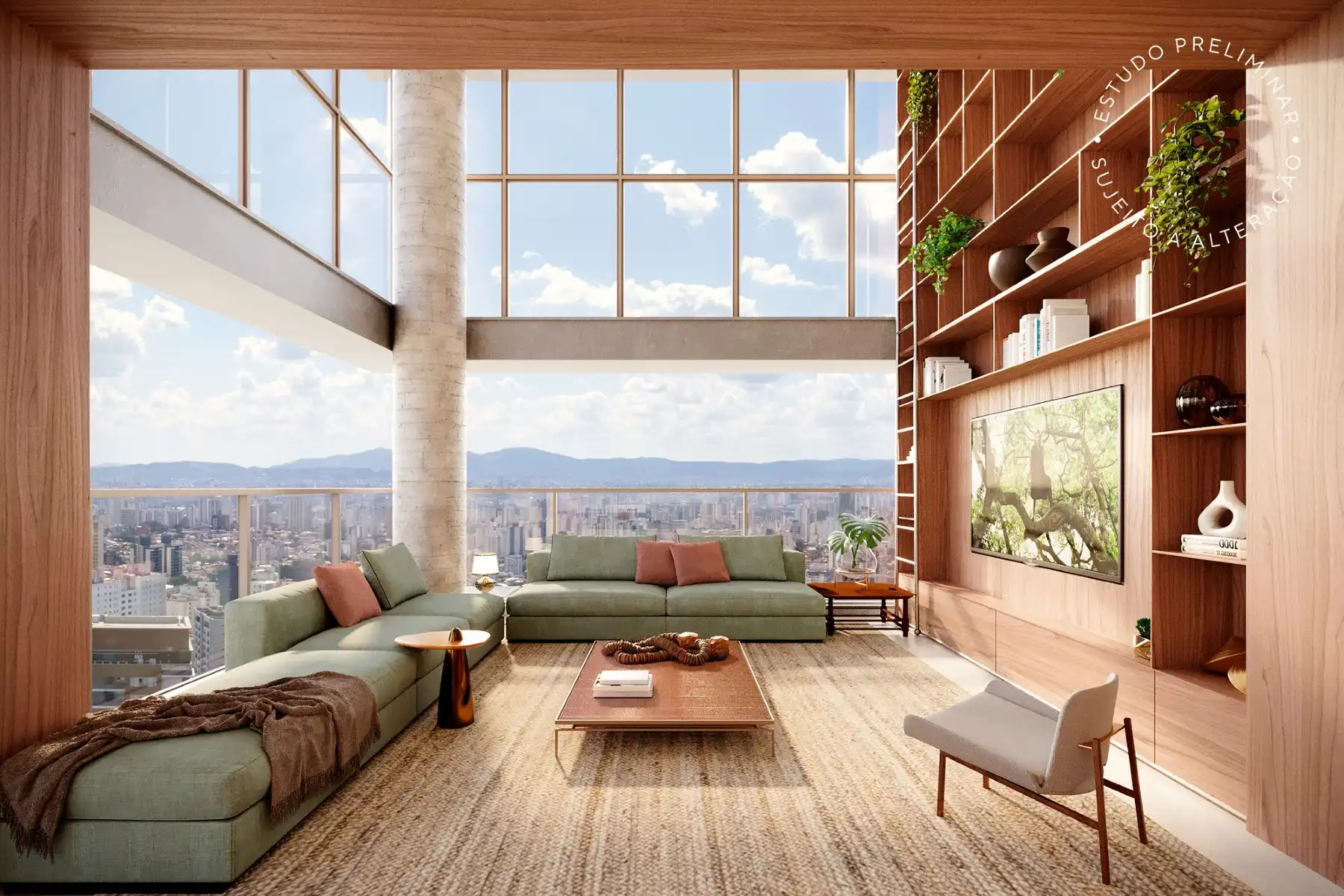 Living do Apartamento Opção 1 - ELEVA Harmonia