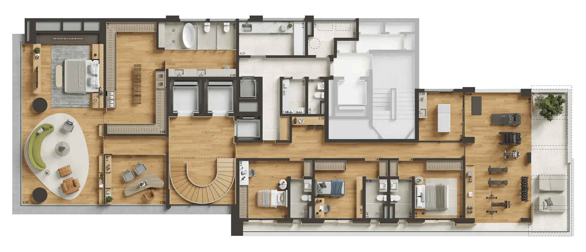 Planta do Duplex de 688m² (Inferior) - BEATRIZ Alto de Pinheiros