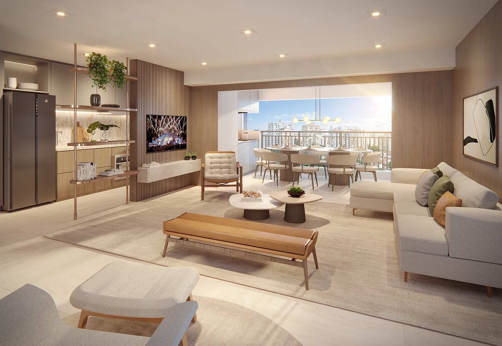 Living - Opção 1 - Planta de 106m² - RAÍZES Jardim São Paulo
