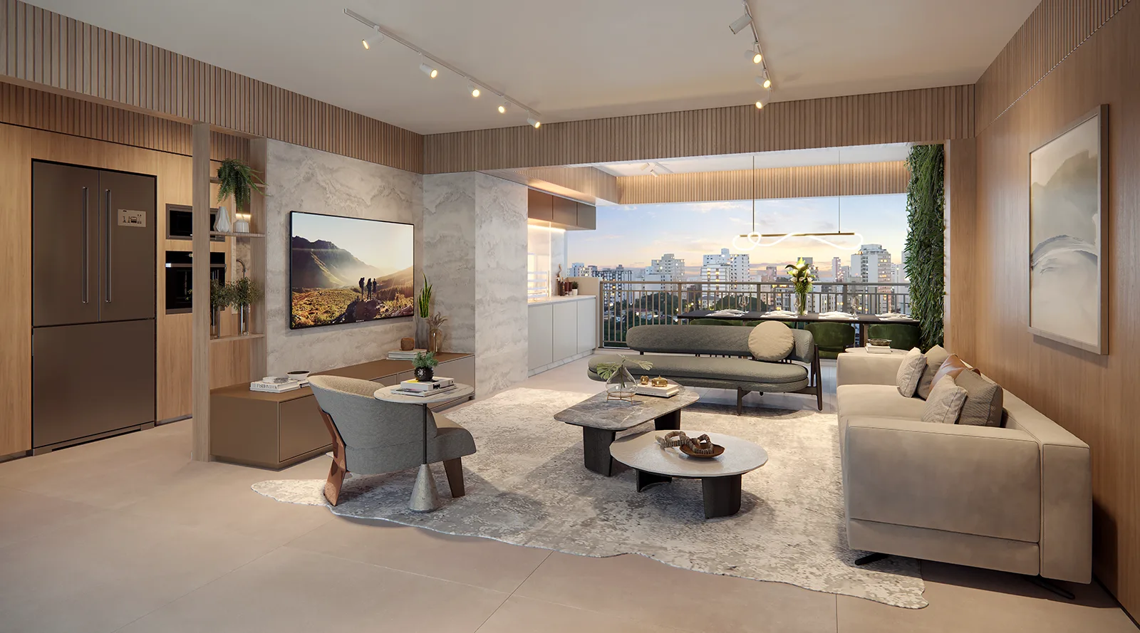Living - Planta de 129m² - RAÍZES Jardim São Paulo