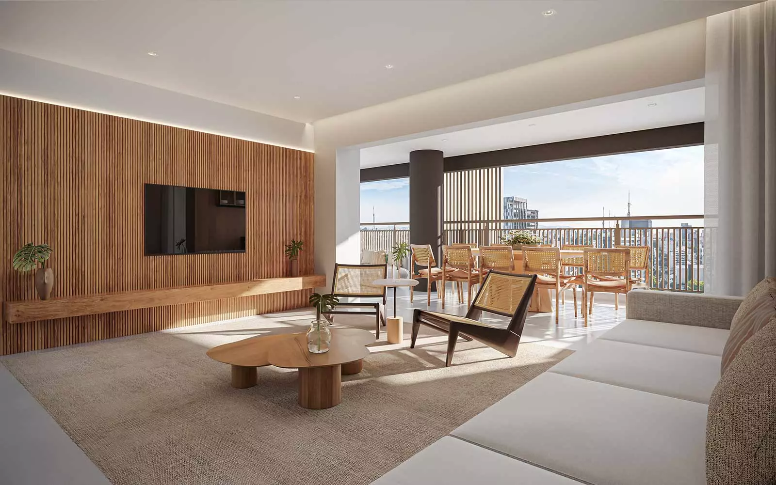Essência Brasileira by Haus Mitre - Living do Apto de 164m²