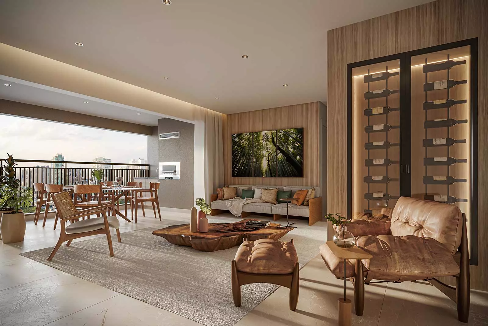 Essência Brasileira by Haus Mitre - Living do Apto de 85m²
