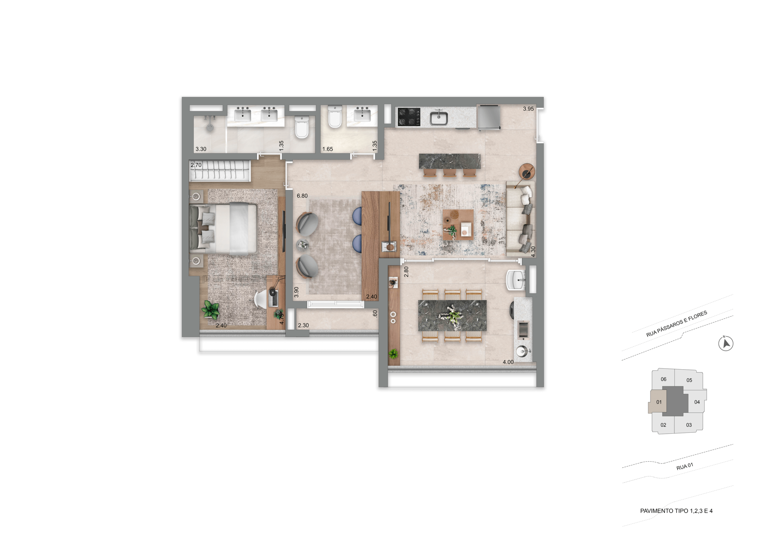 Escape Éden Cyrela - Planta Planta Opção de 70m²