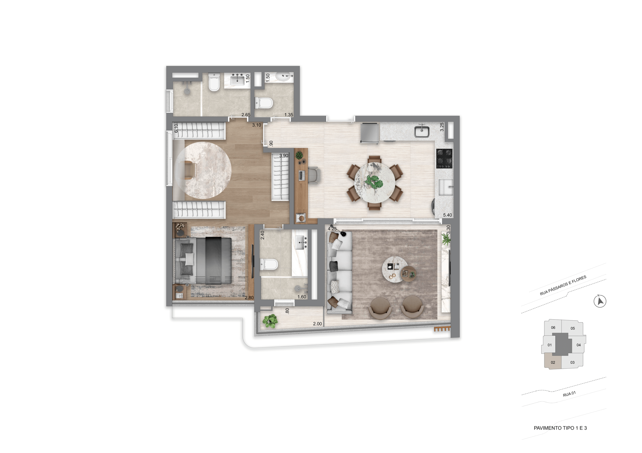 Escape Éden Cyrela - Planta Planta Opção de 76m²