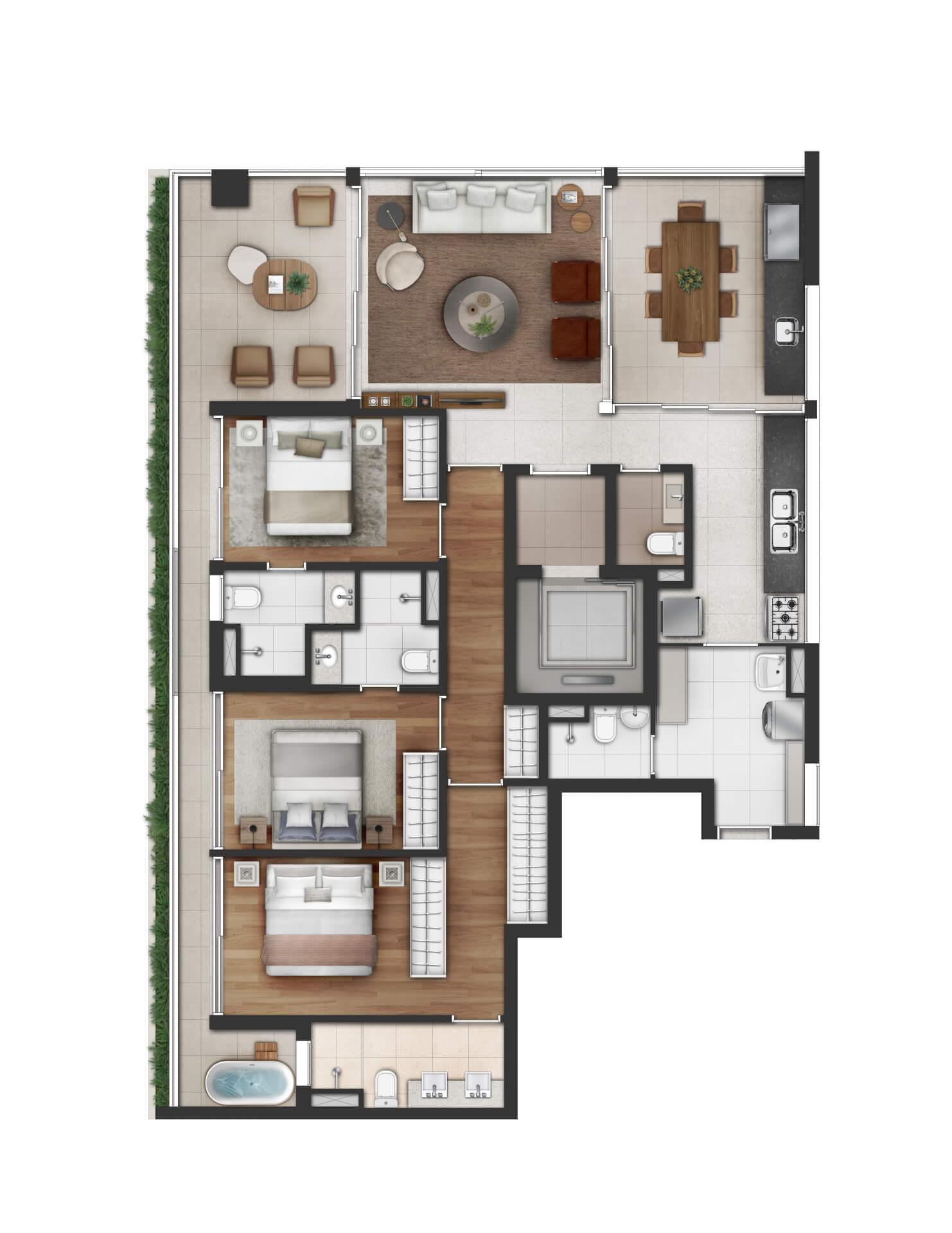 VINCI Moema - Planta 147 M² - 3 SUÍTES