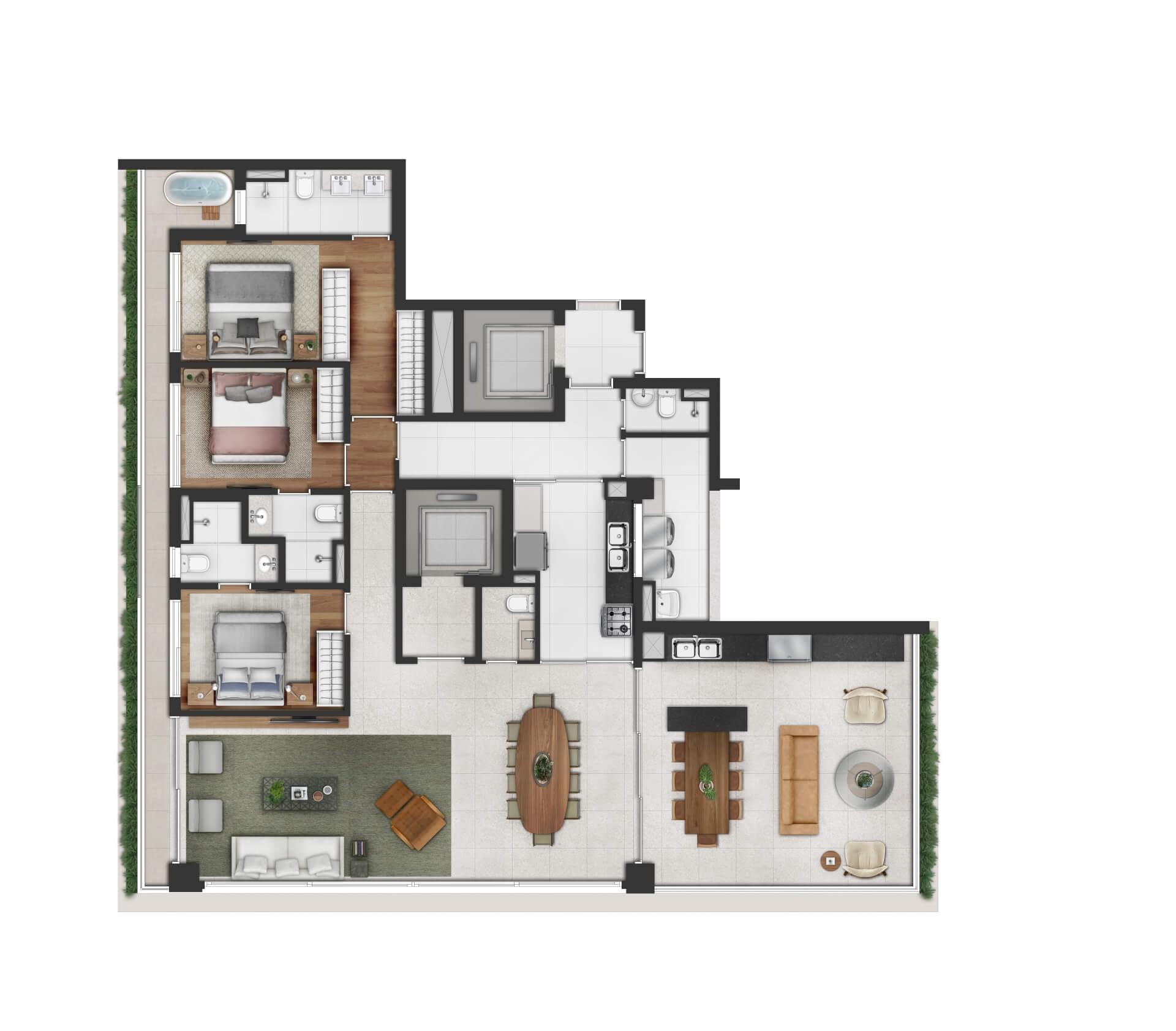 VINCI Moema - Planta 195 M² - 3 SUÍTES