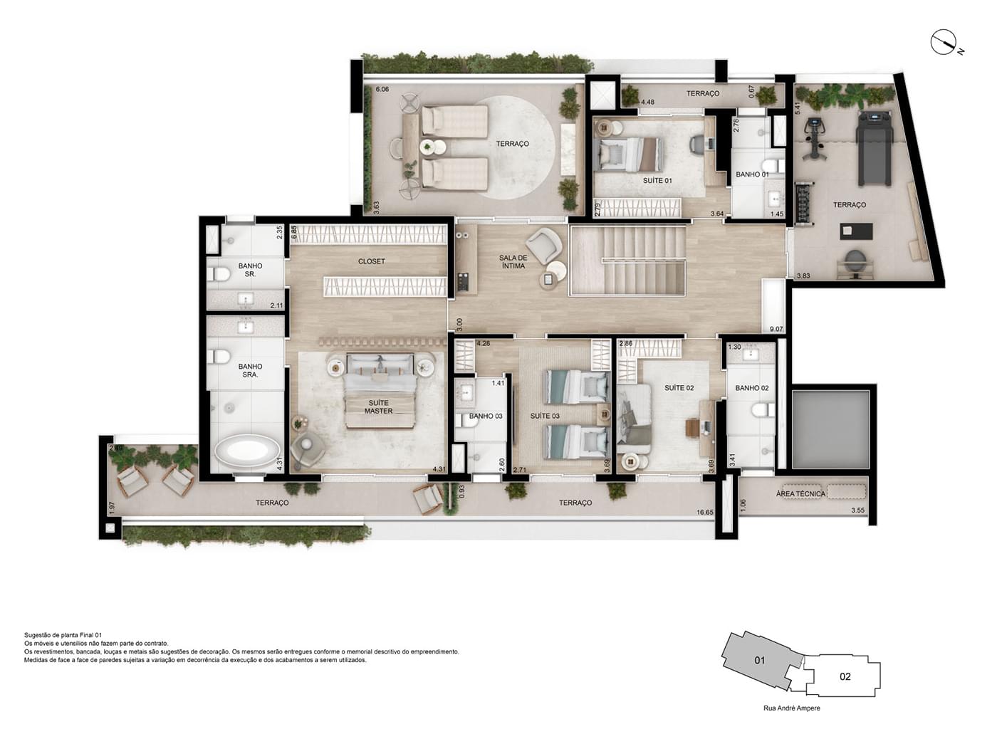 Ampère Brooklin - Planta Planta Cobertura Duplex (Superior) de 482 m²