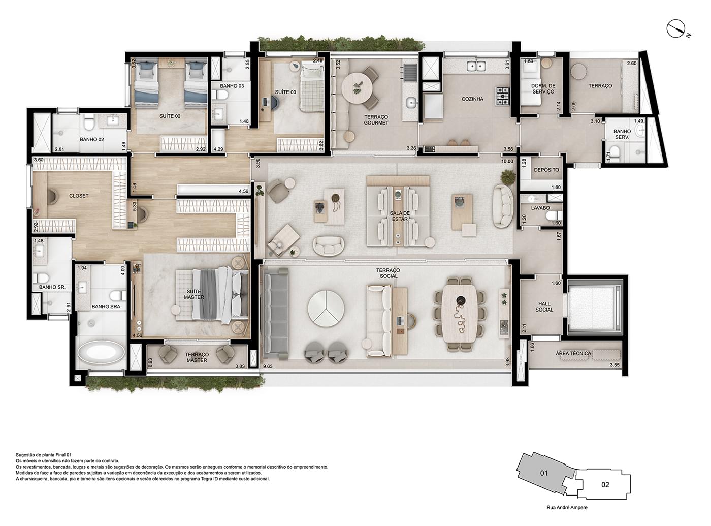 Ampère Brooklin - Planta Planta Opção 2 de 262 m²