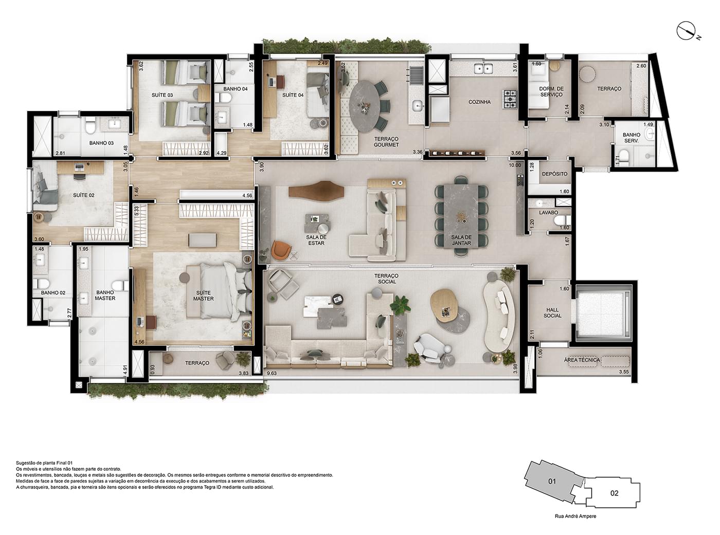 Ampère Brooklin - Planta Planta Padrão de 262 m²