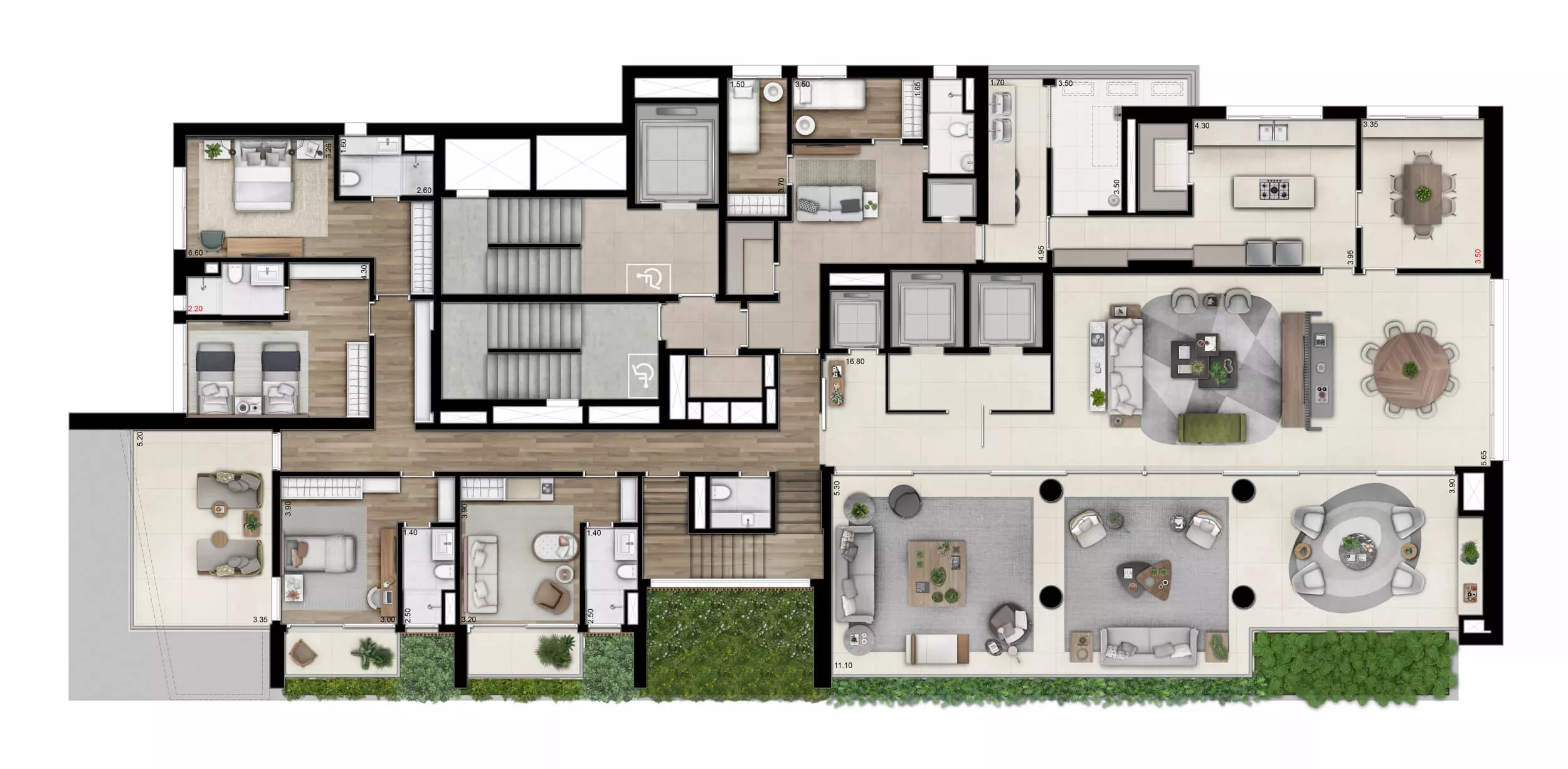 Bueno Brandão 257 - Planta 923 m² | Cobertura Duplex | Piso Inferior