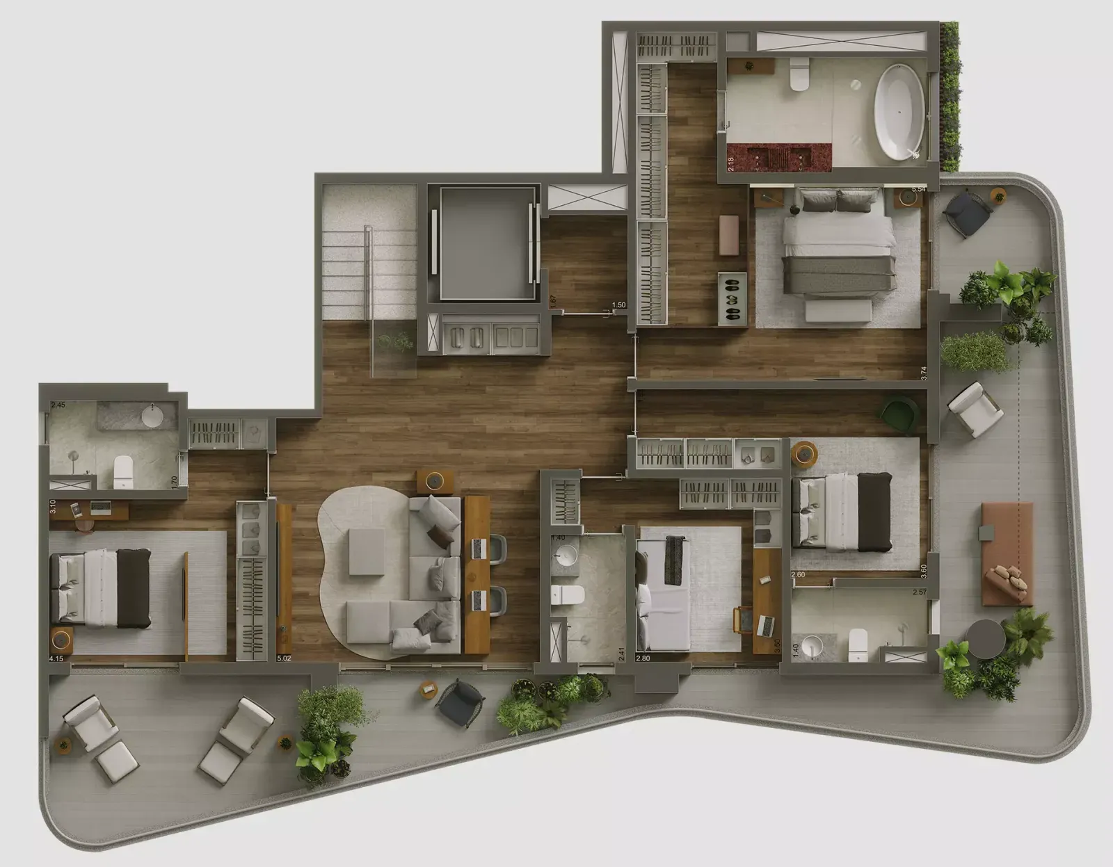 Ibiatã Paraíso - Planta Planta de 446 m² Cobertura Duplex (Piso Inferior)