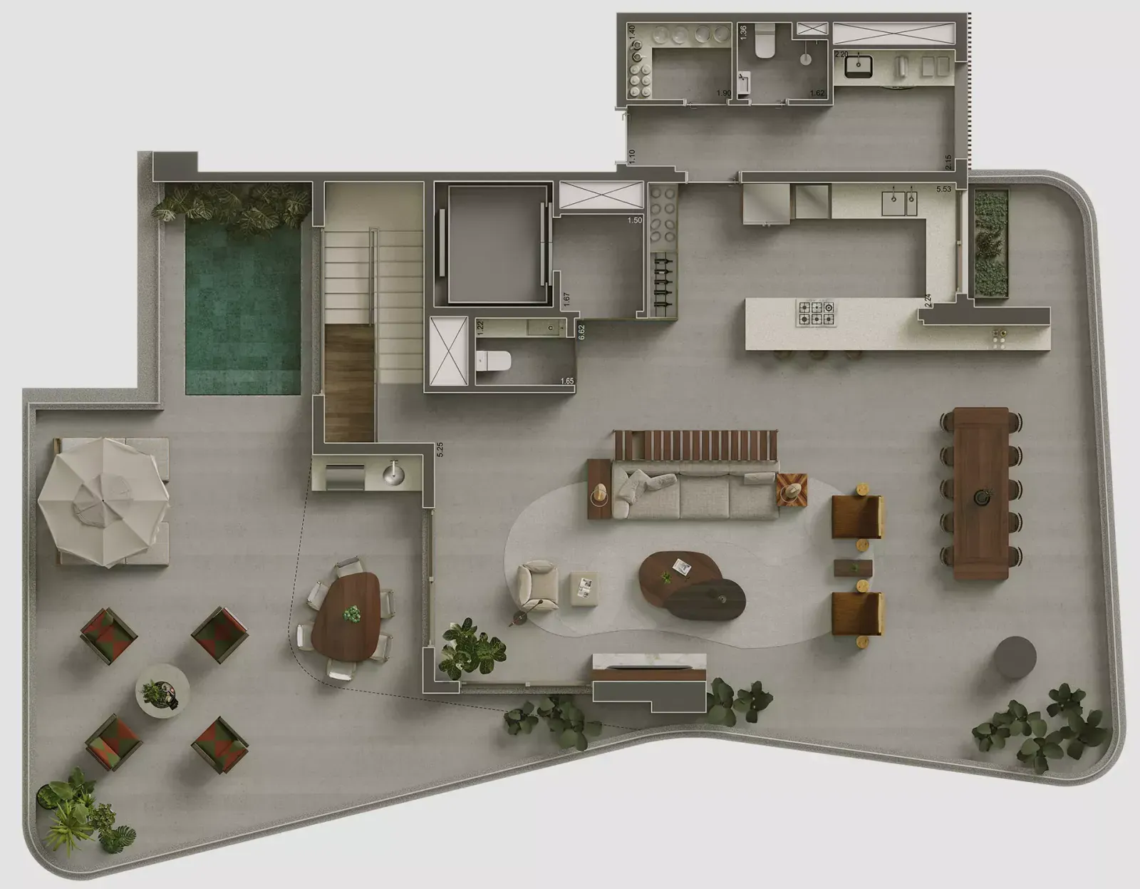 Ibiatã Paraíso - Planta Planta de 446 m² Cobertura Duplex (Piso Superior)