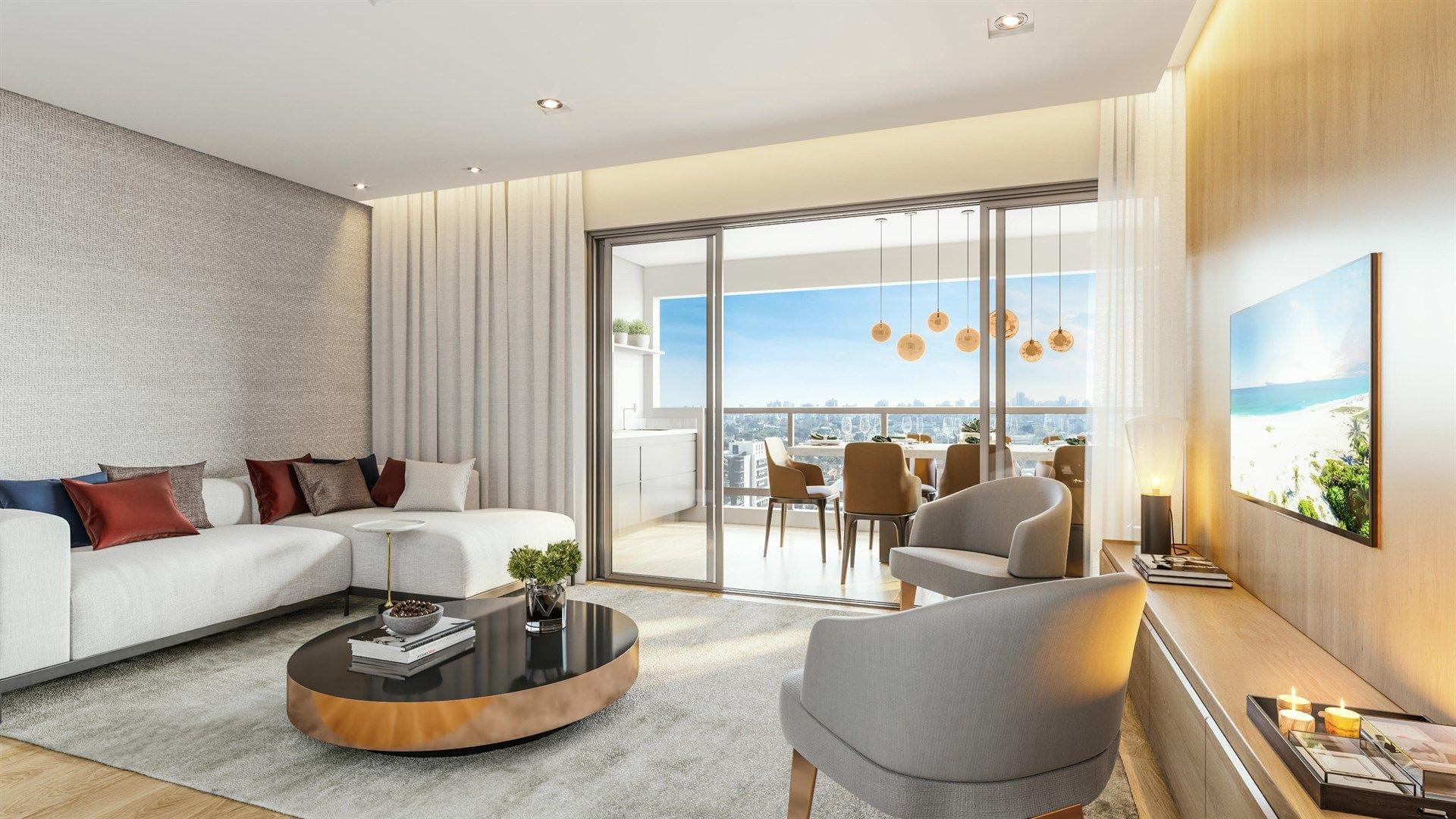 LIVING-do-apto-de-104-m² Atmosfera Vila Mariana