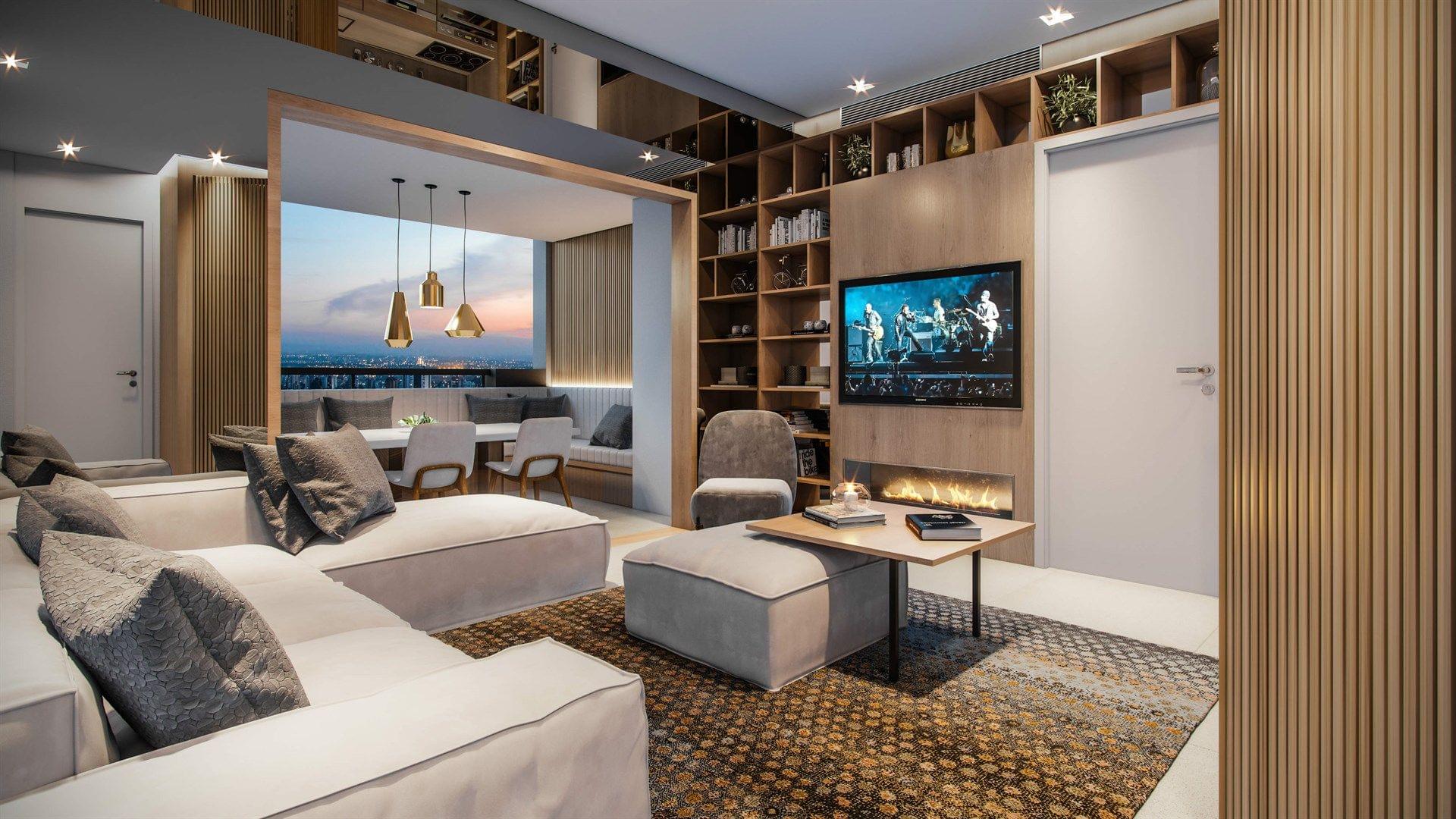 LIVING-do-apto-de-65-m² Atmosfera Vila Mariana