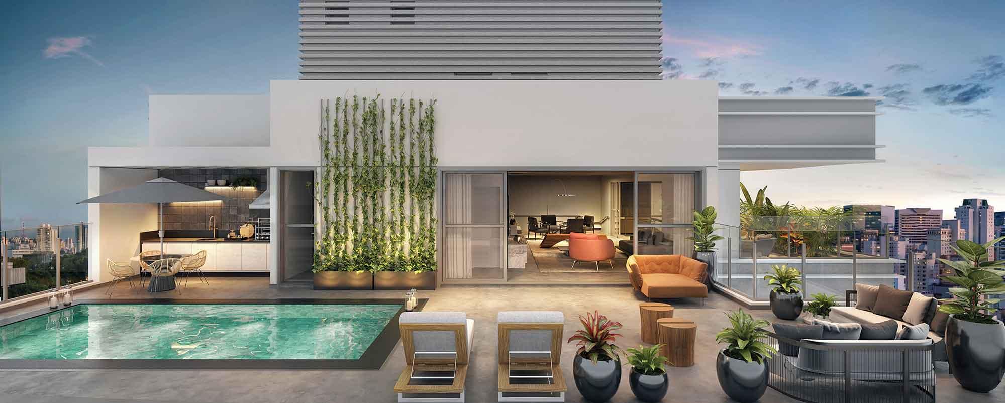 Lindenberg Ibirapuera Design Tower - Obras Aceleradas - Adolpho Lindenber - Eztec - Apartamento Alto Padrão Ibirapuera - Terraço Superior da Cobertura de 557m²