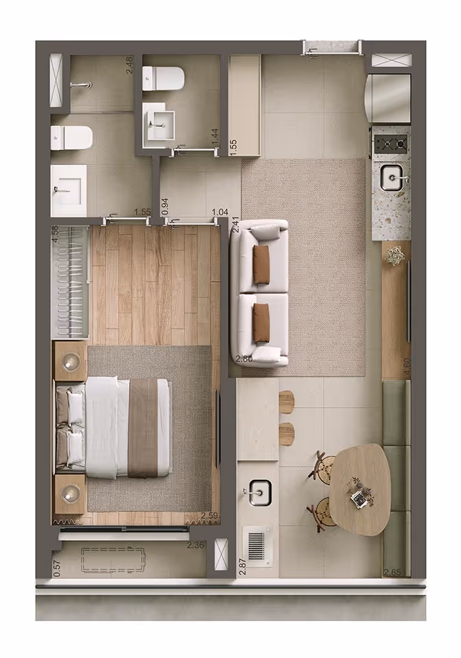 ALAMEDA 45 - Planta Opção 04 - Planta de 47m²