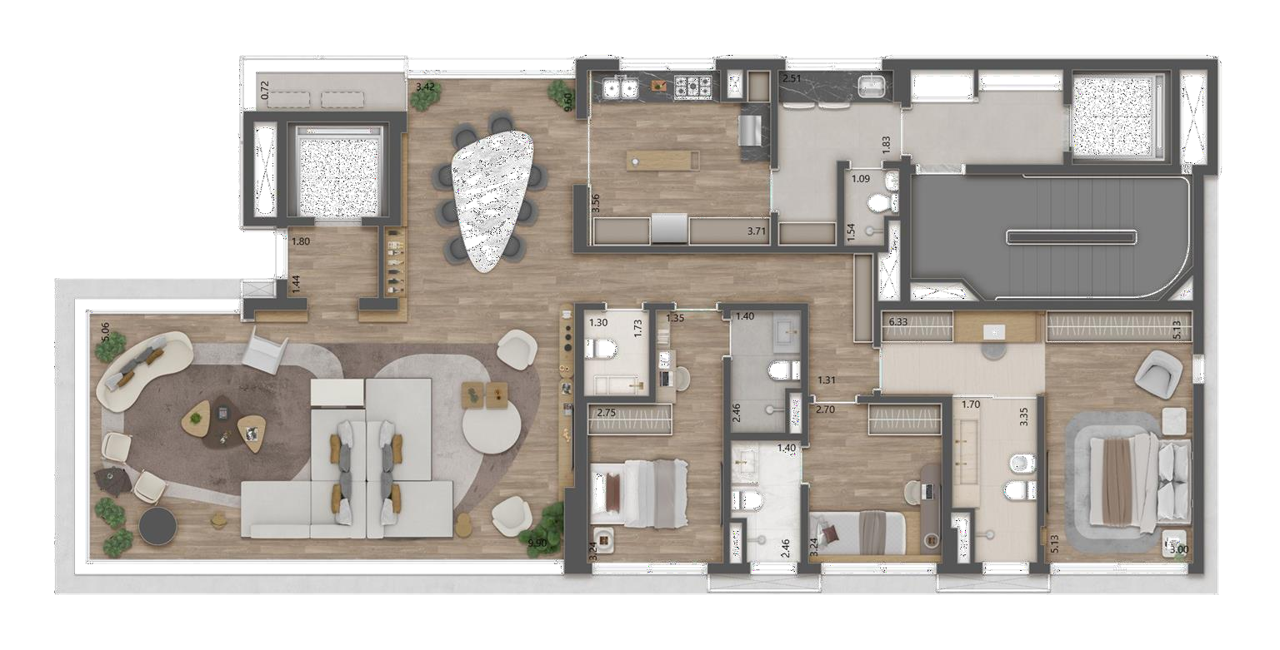 Haddock 885 by Mitre - Planta Planta de 185m² - Opção 1