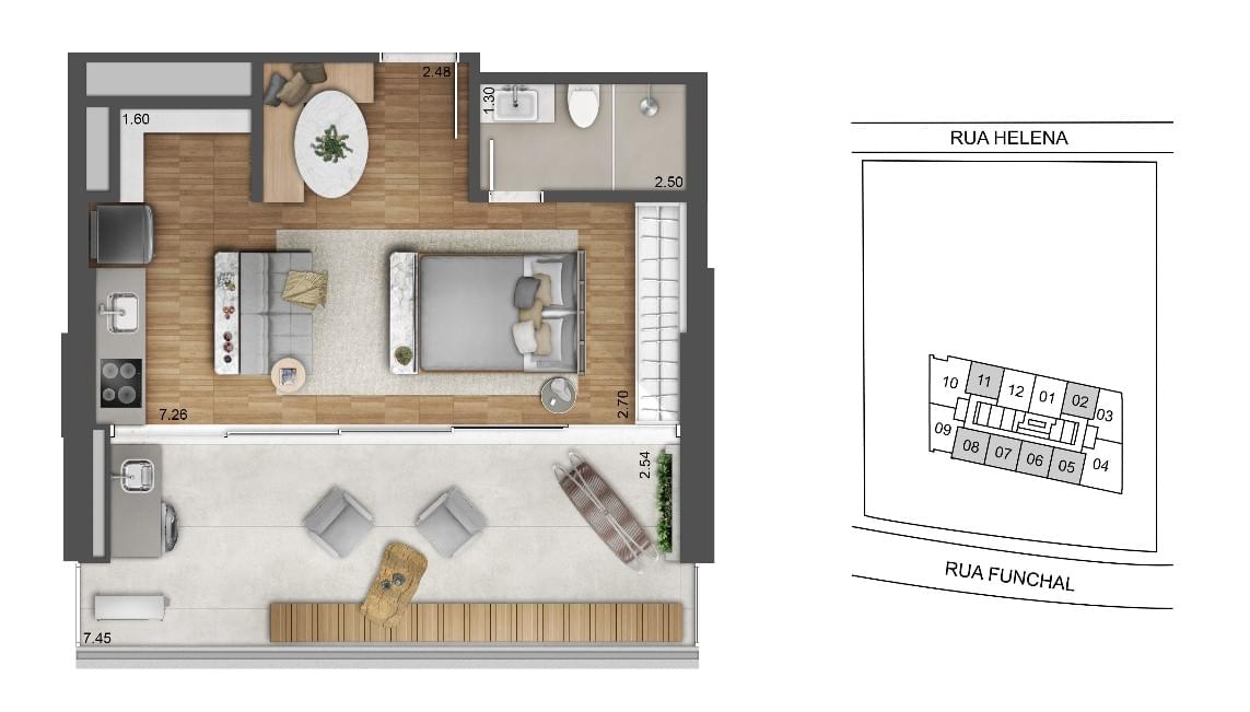 W Residences São Paulo - Planta Planta de 53M²