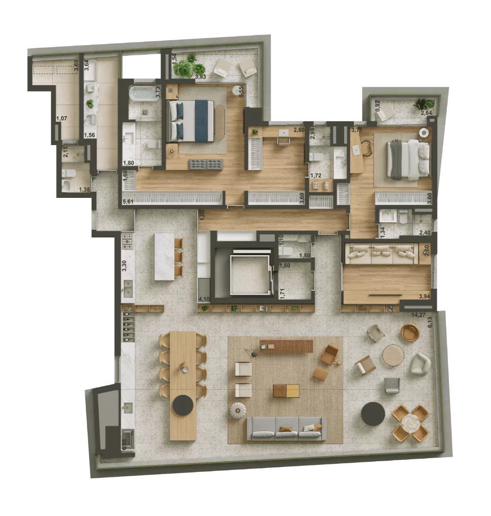 ISA Brooklin - Planta Planta de 265m² - Opção 2