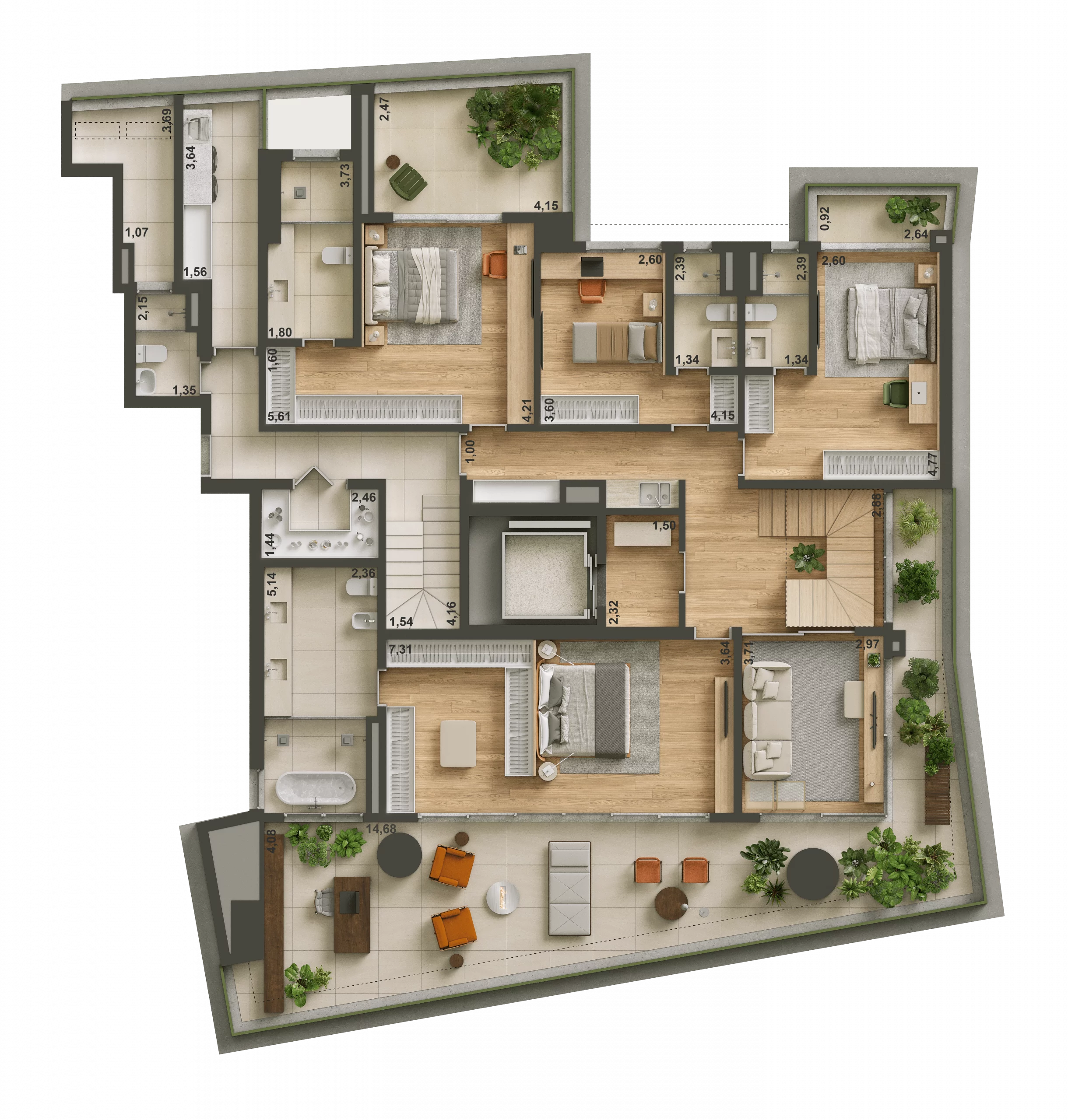 ISA Brooklin - Planta Planta Duplex 452 m² - Inferior