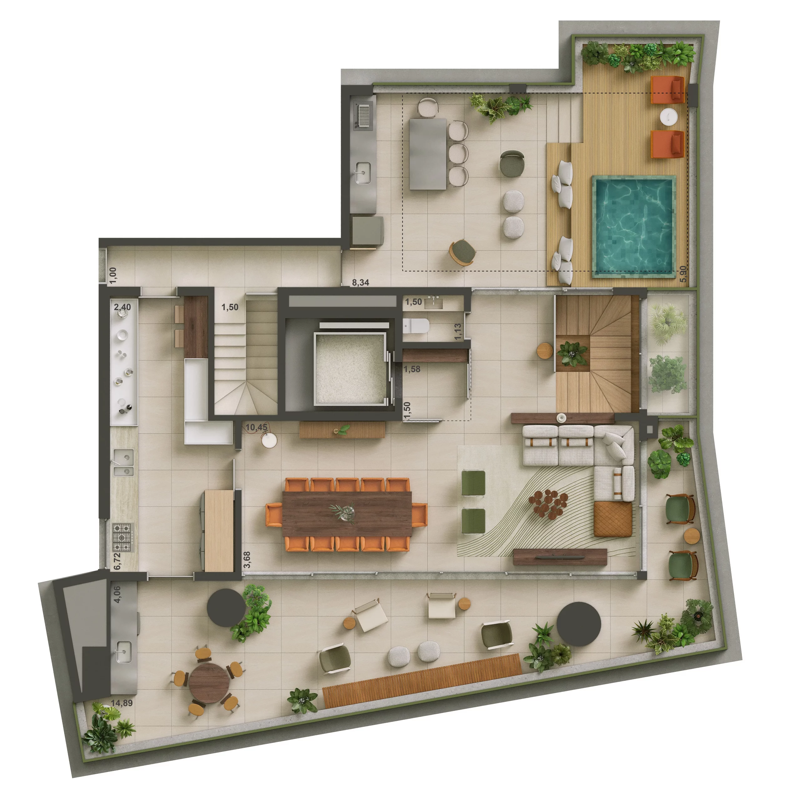 ISA Brooklin - Planta Planta Duplex 452 m² - Superior