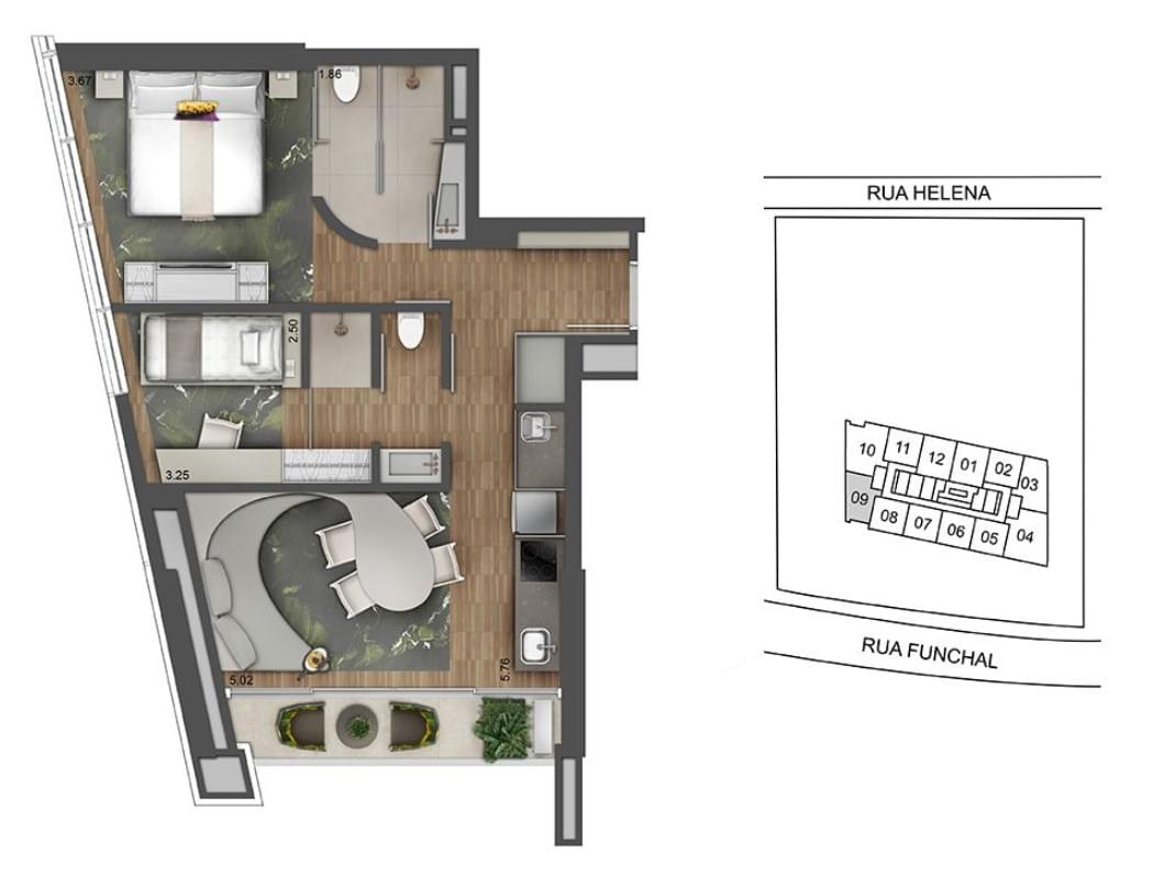 W Residences São Paulo - Planta Planta de 102M²