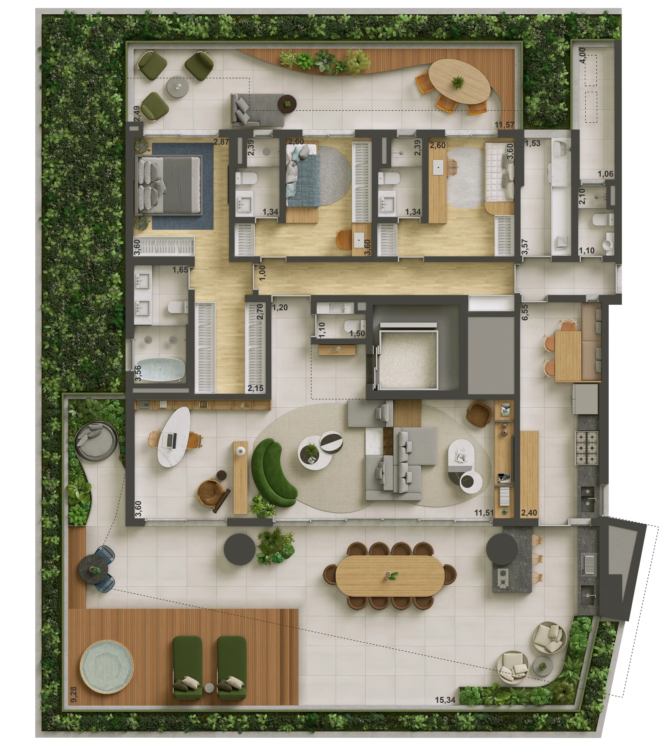 ISA Brooklin - Planta Garden 302 m²