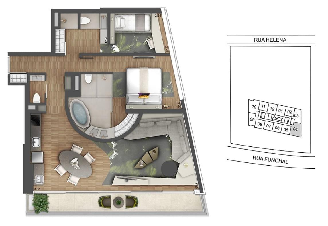 W Residences São Paulo - Planta Planta de 102M²