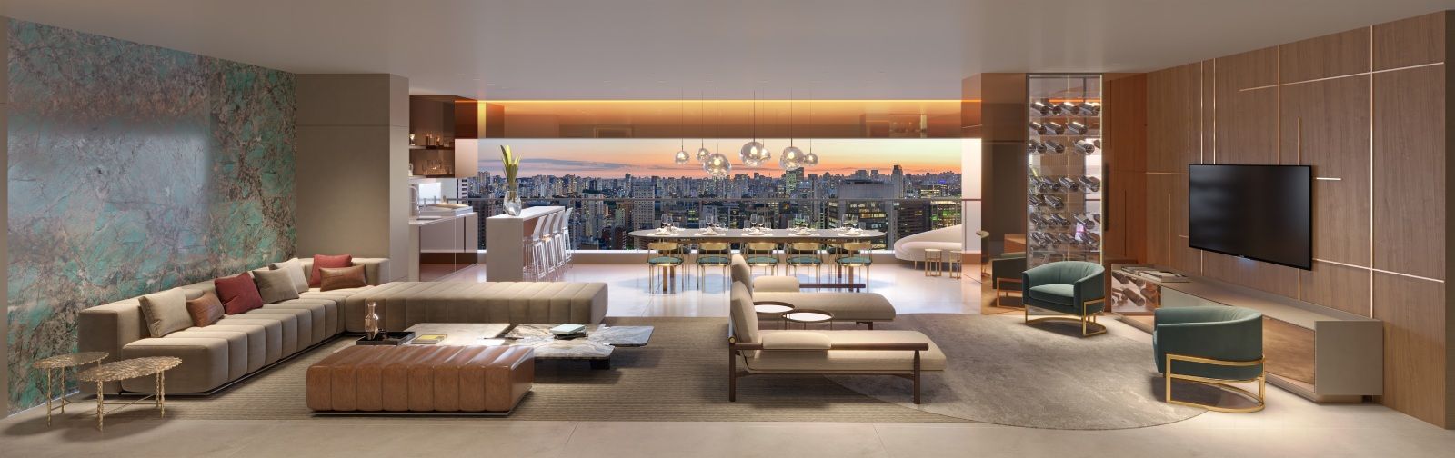 Oscar Freire 1560 - Living do Apartamento de 210m² - Pronto para Morar