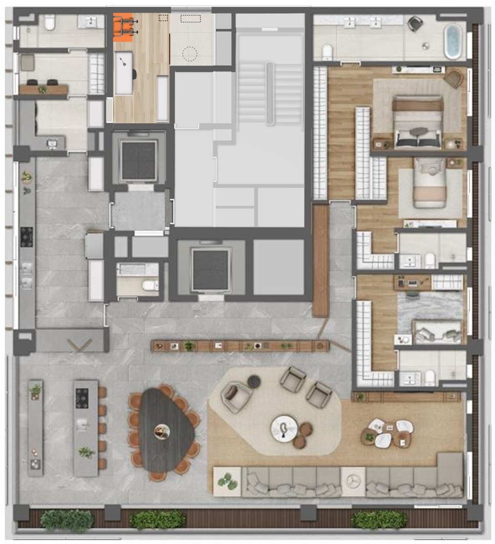 AYYA Jardins - Planta Planta A - Apartamento com 295m²