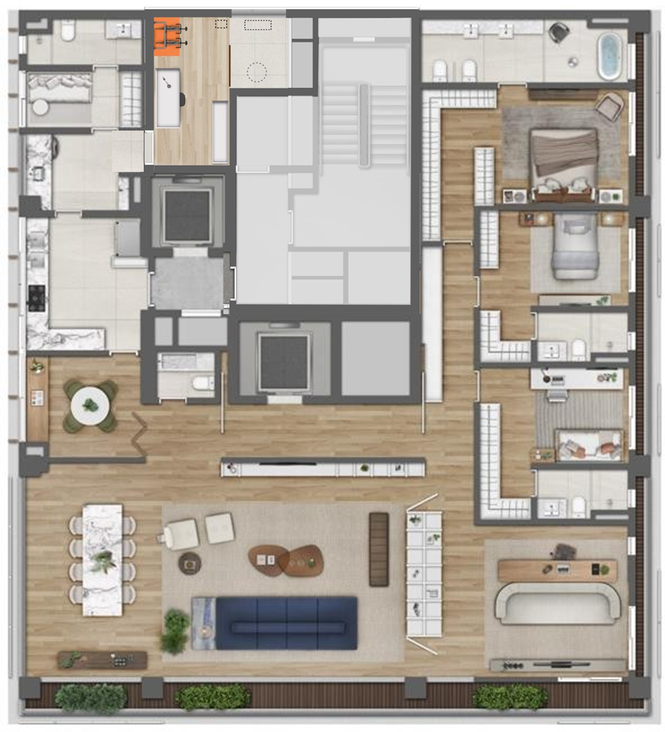 AYYA Jardins - Planta Planta B - Apartamento com 295m²