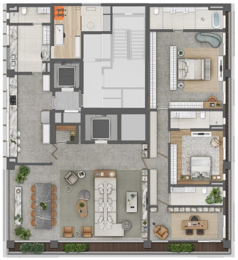 AYYA Jardins - Planta Planta C - Apartamento com 295m²
