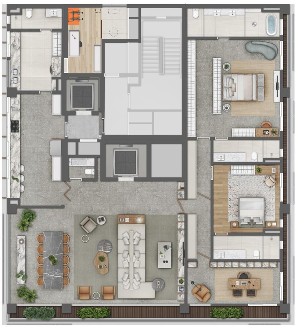AYYA Jardins - Planta Planta D - Apartamento com 295m²