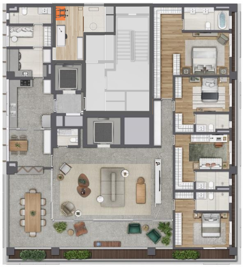 AYYA Jardins - Planta Planta F - Apartamento com 295m²