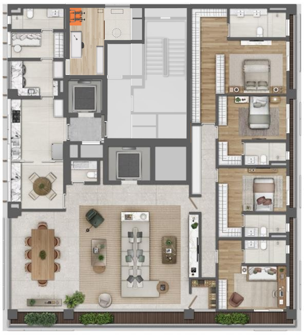 AYYA Jardins - Planta Planta G - Apartamento com 295m² 